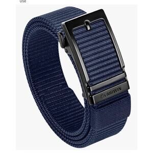 Fairwin Men's Nylon Automatic Ratchet Belt Blue Black Buckle Medium NWOT